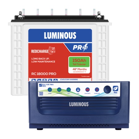 Luminous ECO VOLT Neo 850 Home UPS and Luminous Red Charge RC 18000 Pro